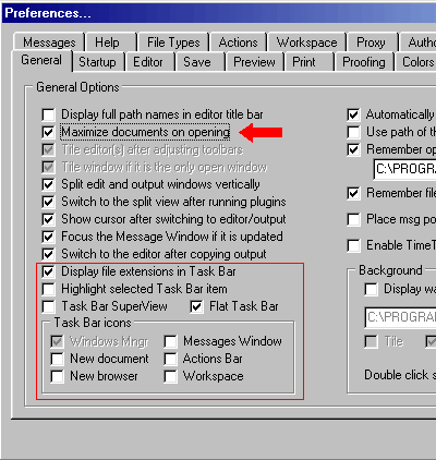 Screenshot of Preferences dialog