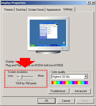 Screenshot of Windows Display Properties dialog...