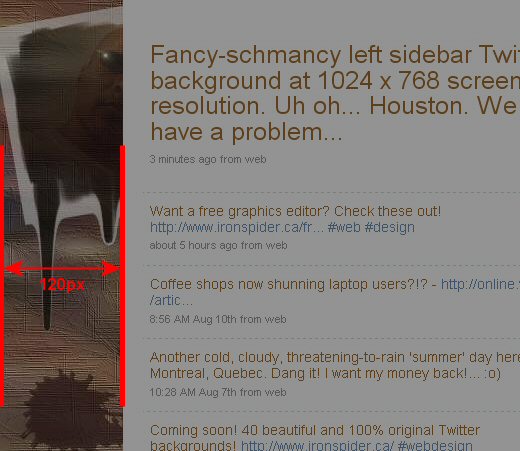 Twitter background example - 120 pixels free space on the left side